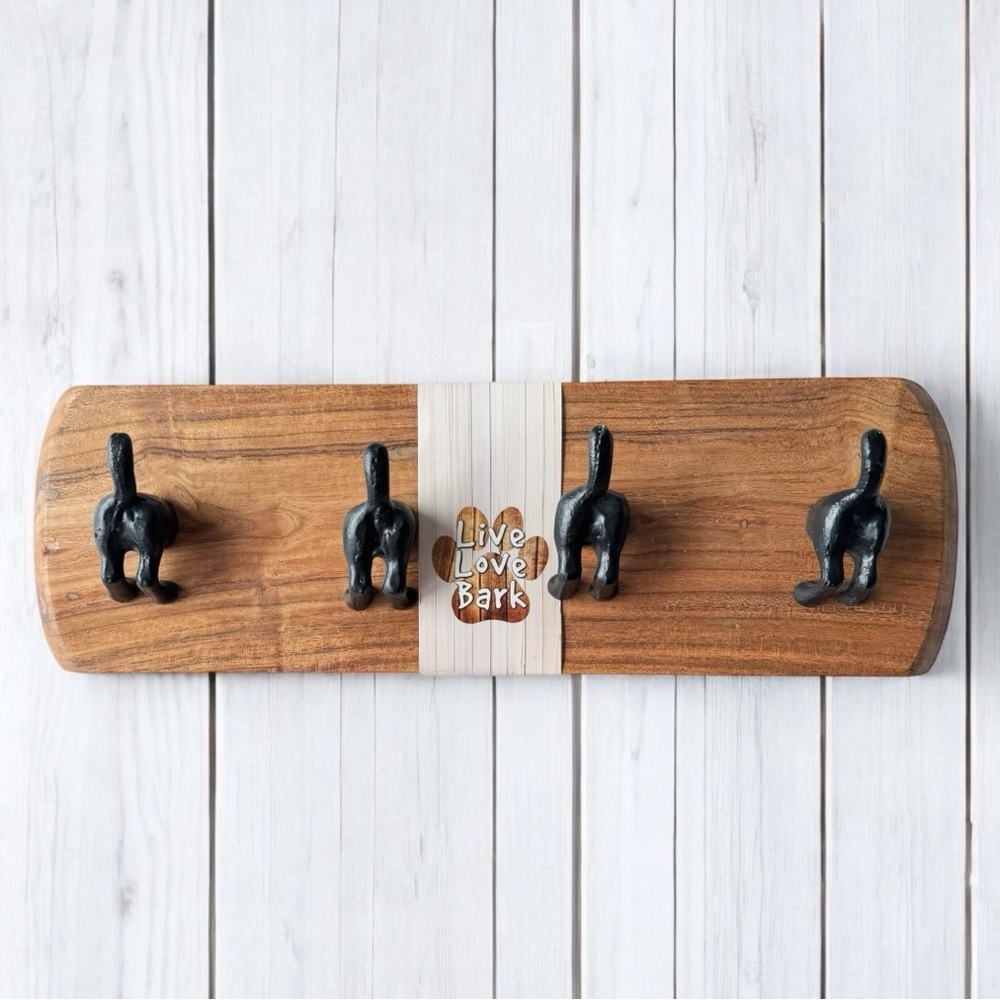 Live Love Bark Wooden Cast Iron Coat Hooks - Dog | NWT